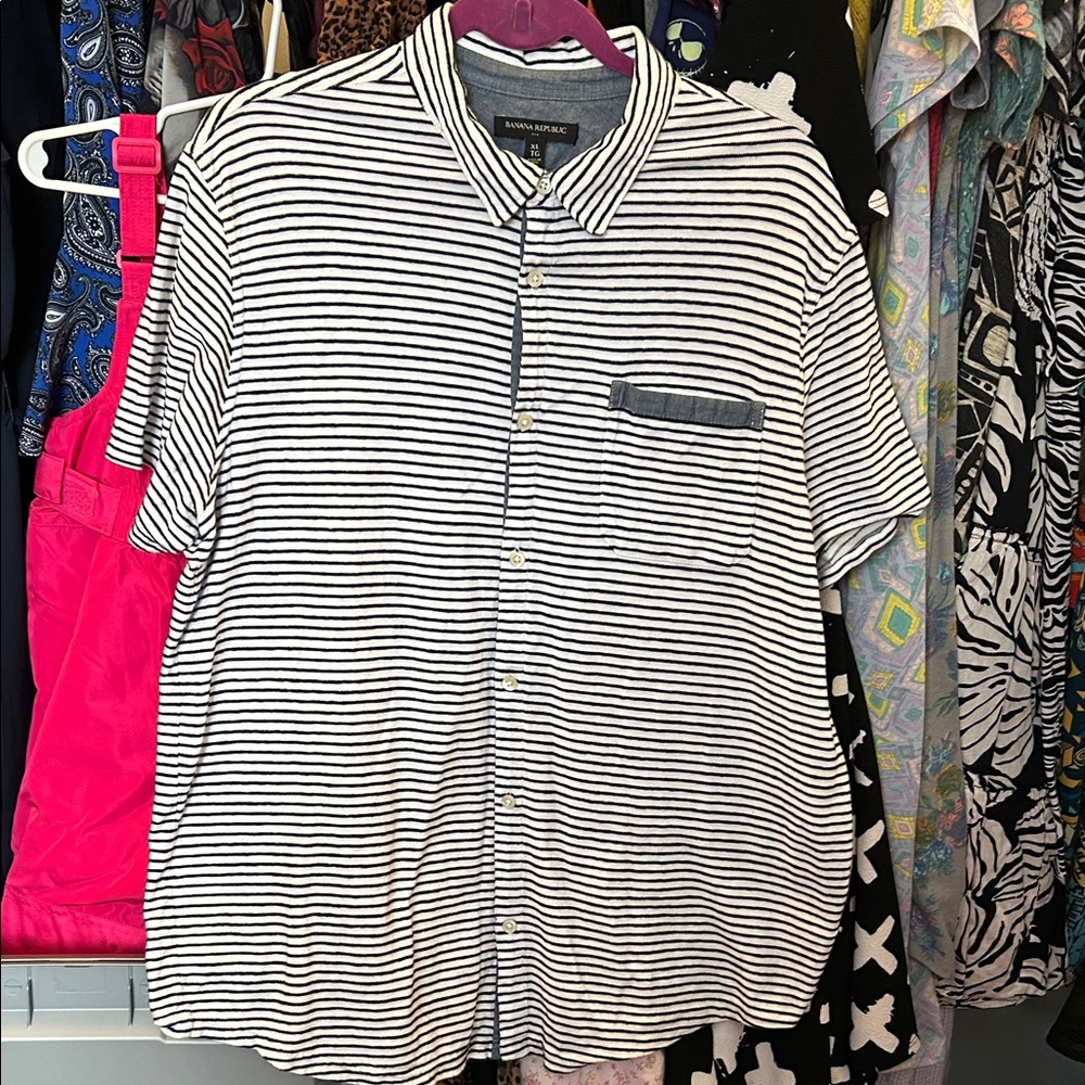 Black and White Striped Men’s Shirt